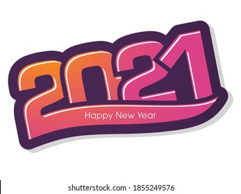 Happy new year 2021 Text Design vector.