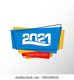 Happy new year 2021 Text Design vector.