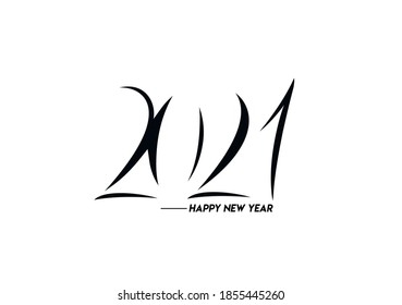 Happy New Year 2021 Text Typography Design Patter, Vector ilustración.