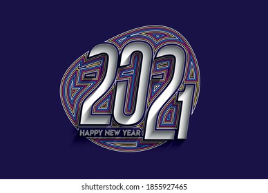 Happy New Year 2021 Text Typography Design Patter, Vector illustration.