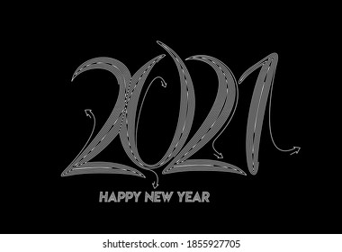 Happy New Year 2021 Text Typography Design Patter, Vector illustration.