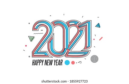 Happy New Year 2021 Text Typography Design Patter, Vector illustration.