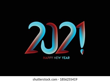 Happy New Year 2021 Text Typography Design poster, Vector illustration.