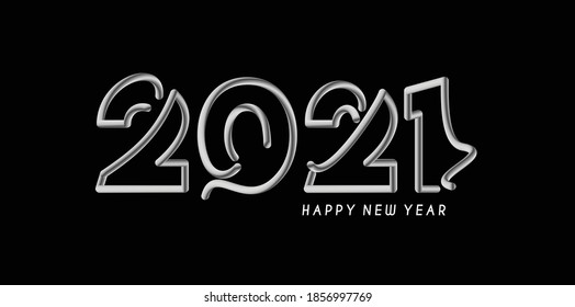 Happy New Year 2021 Text Typography Design Patter, Vector illustration.
