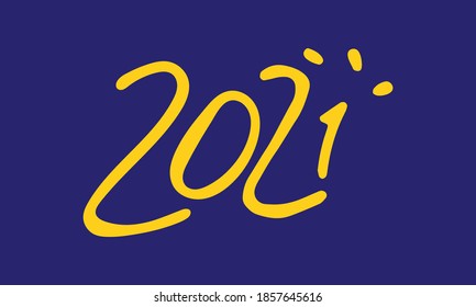 Happy New Year 2021 text design. Minimalistic text template