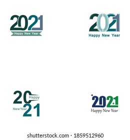 Happy New Year 2021 text, number design template vector