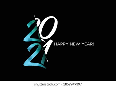 Happy New Year 2021 Text Typography Design poster, Vector illustration.
