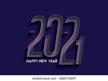 Happy New Year 2021 Text Typography Design Patter, Vector illustration.