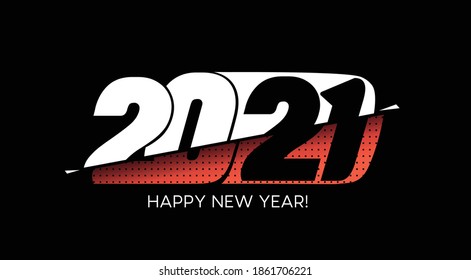 Happy New Year 2021 Text Typography Design poster, Vector illustration.