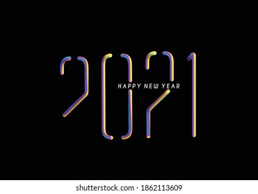 Happy New Year 2021 Text Typography Design Patter, Vector illustration.