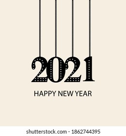 Happy New Year 2021 Text design Vector illustration