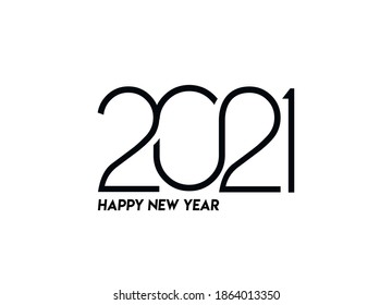 Feliz Año Nuevo 2021 Cartel de diseño de tipografía de texto, ilustración de vectores.