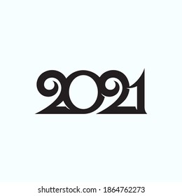 Happy New Year 2021 Text Design Lettering, Vector illustration.