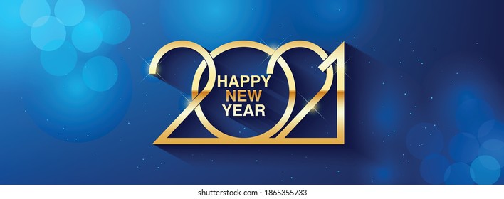 Happy New Year 2021 text design. Vector greeting illustration with golden numbers. Merry christmas and happy new year 2021 vector greeting card and poster design.