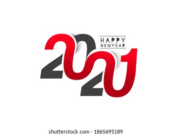 Happy New Year 2021 Text Typography Design Patter, Vector illustration.
