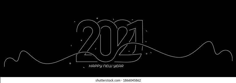 Happy New Year 2021 Text Typography Design Patter, Vector illustration.