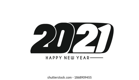Happy New Year 2021 Text Typography Design Patter, Vector illustration.