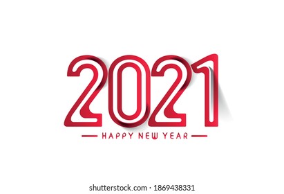 Frohes neues Jahr 2021 Text Typografie Design Banner Poster, Vektorgrafik.