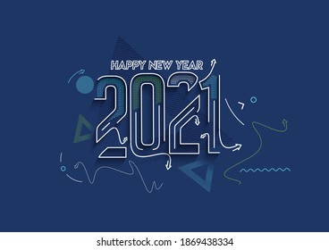 Happy New Year 2021 Text Typography Design Patter, Vector illustration.