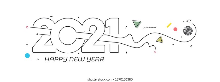 Happy New Year 2021 Text Typography Design Banner Poster, Vector illustration.