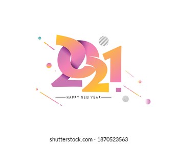 Afiche de diseño de la tipografía de texto de Feliz Año Nuevo 2021, ilustración vectorial.