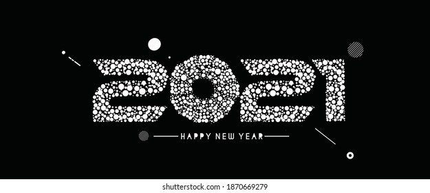 Happy New Year 2021 Text Typography Design poster, Vector illustration.