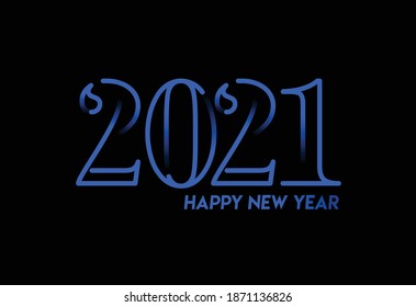 Afiche de diseño de la tipografía de texto de Feliz Año Nuevo 2021, ilustración vectorial.