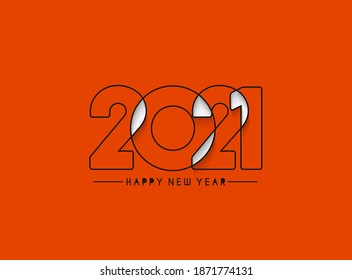 Happy New Year 2021 Text Typography Design Patter, Vector illustration.