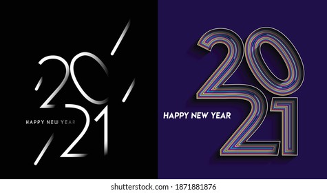 Happy New Year 2021 Text Typography Design Patter, Vector illustration.