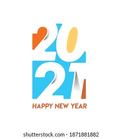 Happy New Year 2021 Text Typography Design Patter, Vector illustration. - Shutterstock ID 1871881882