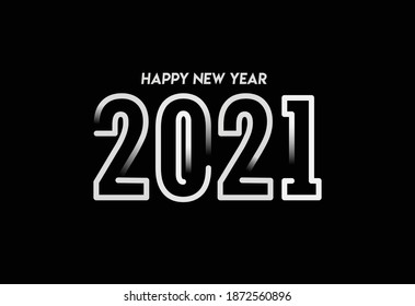 Happy New Year 2021 Text Typography Design poster, Vector illustration.
