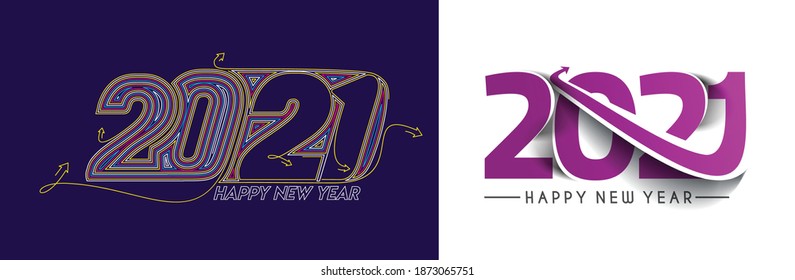 Frohes Neujahr 2021 Text Typografie Design Patter, Vektorgrafik.