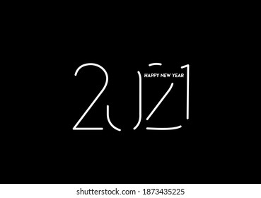 Happy New Year 2021 Text Typography Design Patter, Vector illustration.