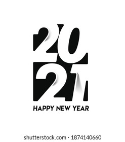 Happy New Year 2021 Text Typography Design Patter, Vector illustration.
