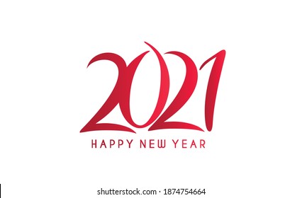 Happy New Year 2021 Text Typography Design Banner Poster, Vector illustration.