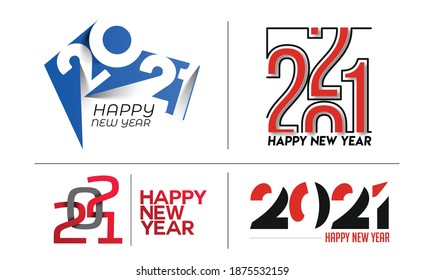 Happy New Year 2021 Text Typography Design Banner Poster, Vector illustration.