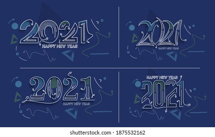 Happy New Year 2021 Text Typography Design Banner Poster, Vector illustration.