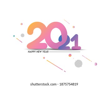 Happy New Year 2021 Text Typography Design poster, Vector illustration.