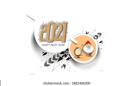 Happy New Year 2021 Text Typography Design Banner Poster, Vector illustration.