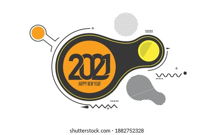 Happy New Year 2021 Text Typography Design Banner Poster, Vector illustration.