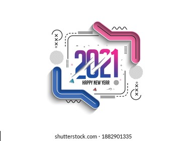 Happy New Year 2021 Text Typography Design Banner Poster, Vector illustration.