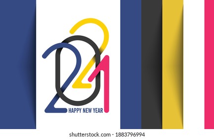 Happy New Year 2021 Text Typography Design Banner Poster, Vector illustration.