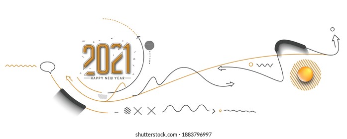 Happy New Year 2021 Text Typography Design Banner Poster, Vector illustration.
