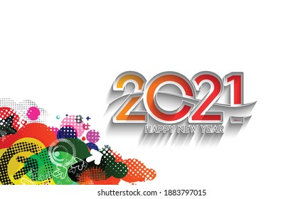 Happy New Year 2021 Text Typography Design Banner Poster, Vector illustration.