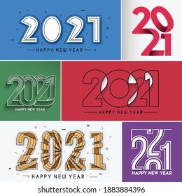 Happy New Year 2021 Text Typography Design Banner Poster, Vector illustration.