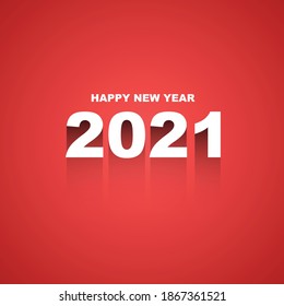 Happy new year 2021 title in 3d style. 2021 red background. Good for title, headline, banner, flyer, background.