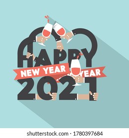 Happy New Year 2021 Typography Design Vector Illustration. 