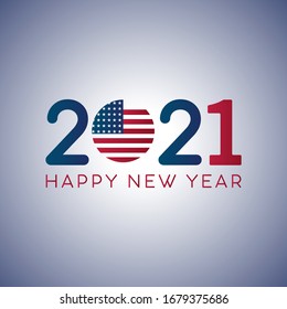 Happy New Year 2021 mit US-amerikanischer Flagge einzeln auf weißem Hintergrund - Vektorillustration Illustration
