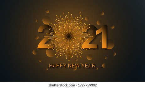 Feliz Año Nuevo 2021. Concepto de ilustración vectorial para fondo, tarjeta de saludo, banner de sitio web y móvil, tarjeta de invitación del partido, banner de medios sociales, anuncio de medios sociales, salvapantallas.