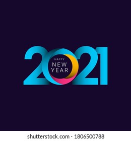 Happy new year 2021 vector template. Design for calendar design, banner or print.